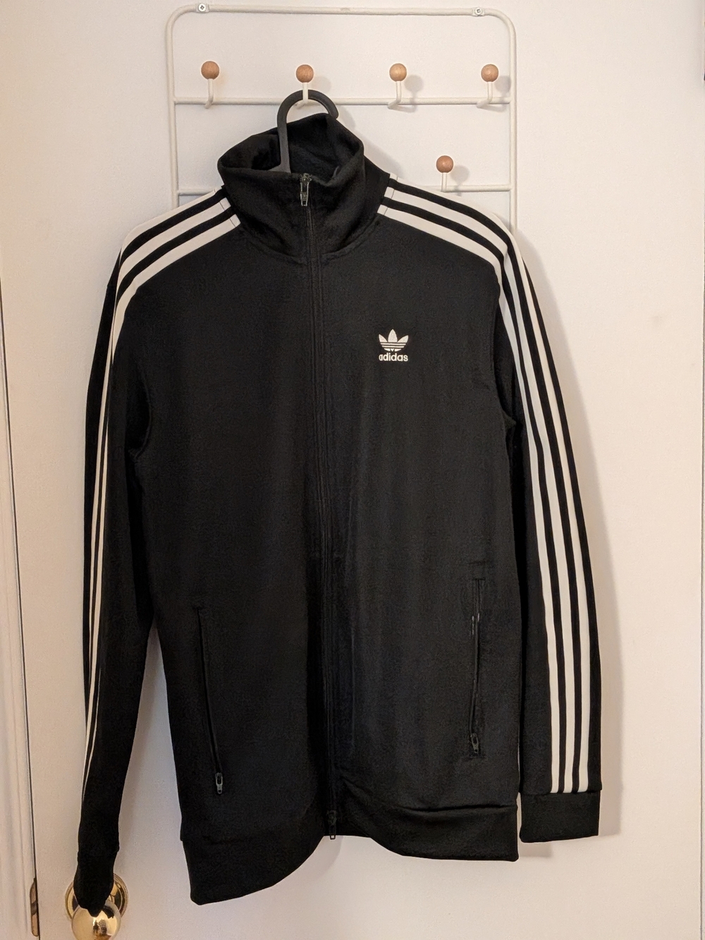 adidas Black Track Jacket with White 3-Stripes
